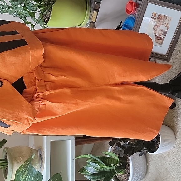 Orange & Black Linen Two Piece Shirts - Picture 4 of 7